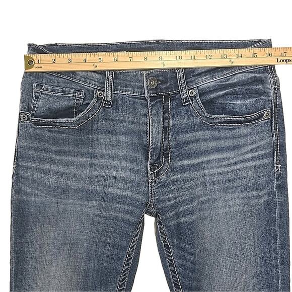 BKE Buckle Mens Jake Straight Jeans Sz 32x30 (32x28) Stretch Whiskered Denim - Picture 8 of 11